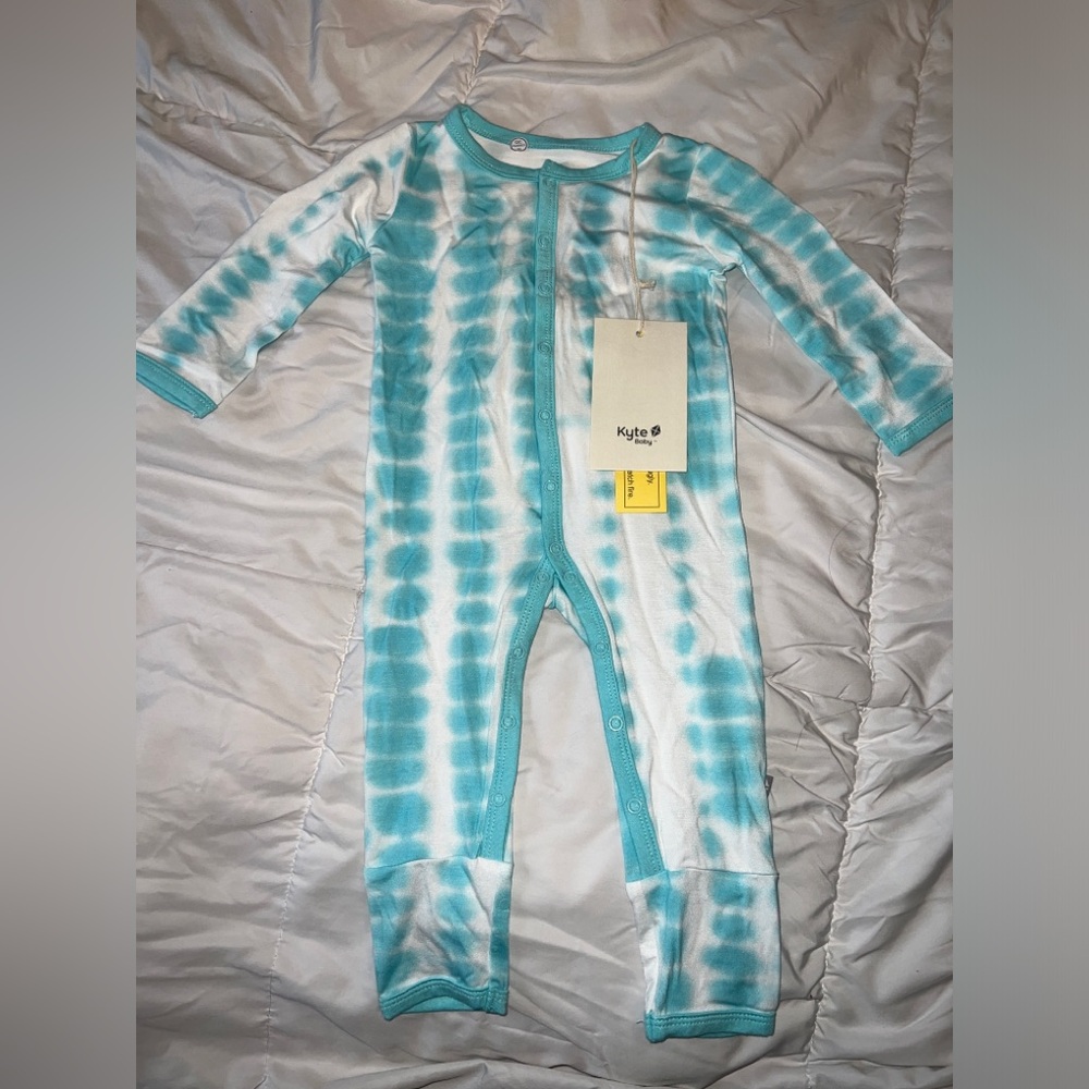 NWT Kyte Baby Blue Tie-Dye One-Piece Bamboo Footed Pajamas